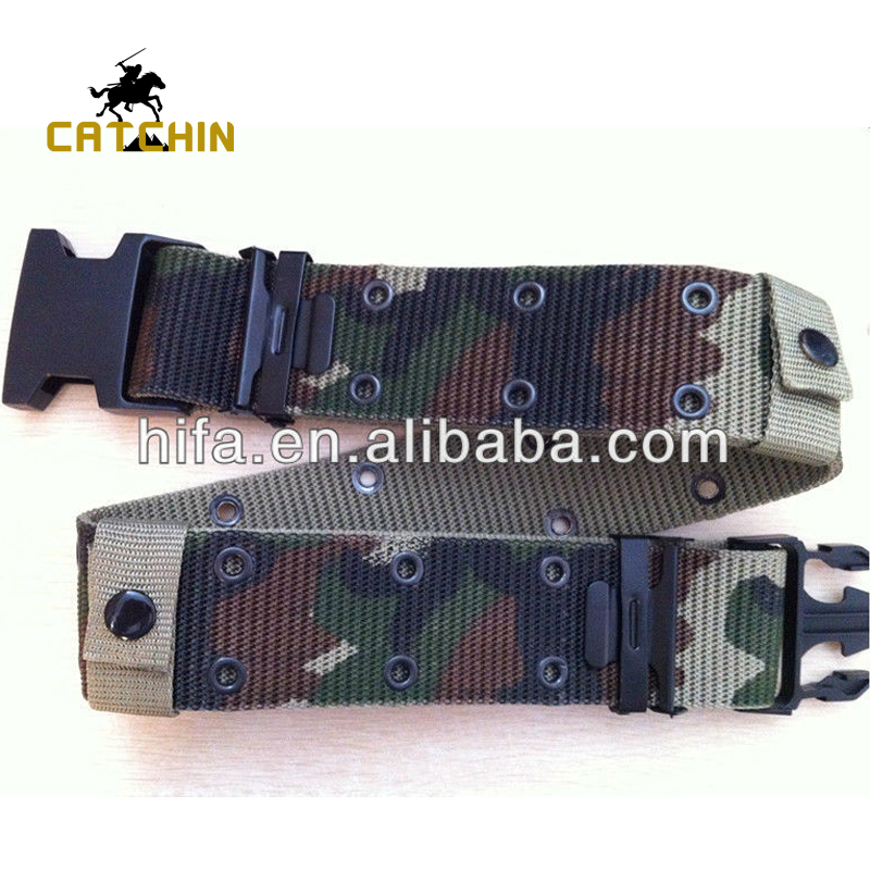 military camo webbing fabric pistol belt